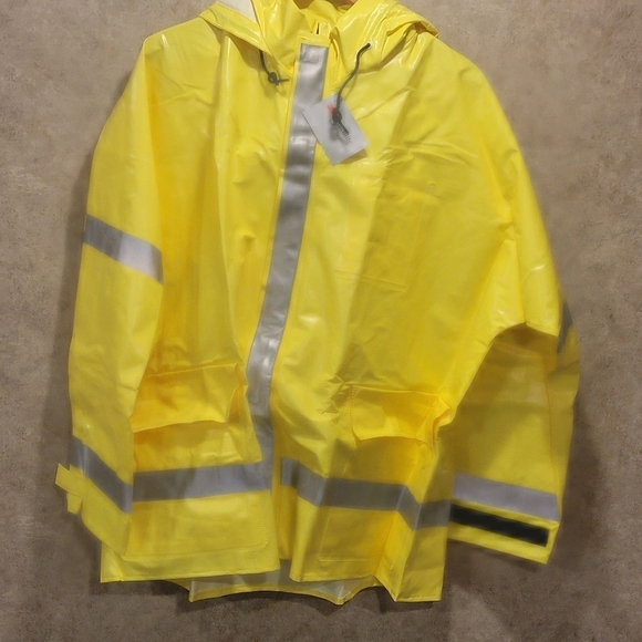 SCOTCHLITE XL Neese Hi Vis Safety Workwear Reflective PVC Nomex Hooded Jacket - Picture 1 of 12
